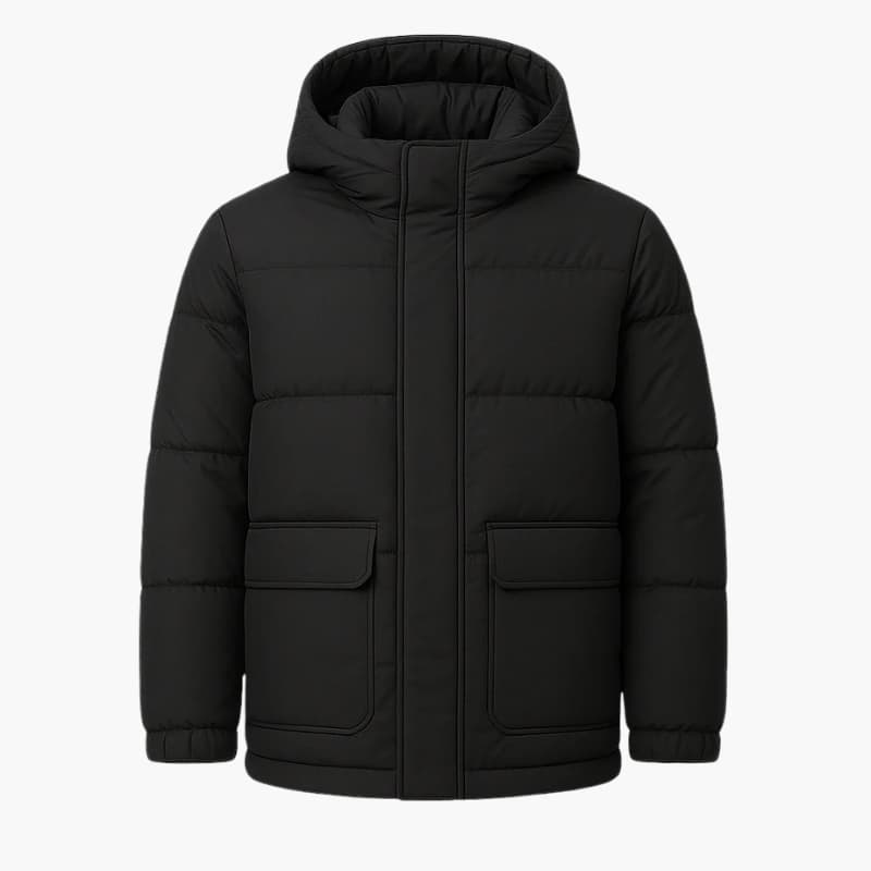 Men’s Puffer Jacket with Hood and Insulated Padding