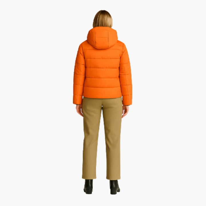 Women’s Puffer Jacket with Padded Design and Front Zipper
