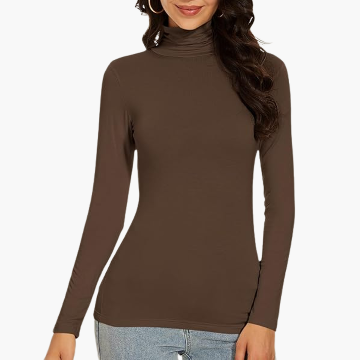 Women’s Turtleneck Top with Long Sleeves and Slim Fit
