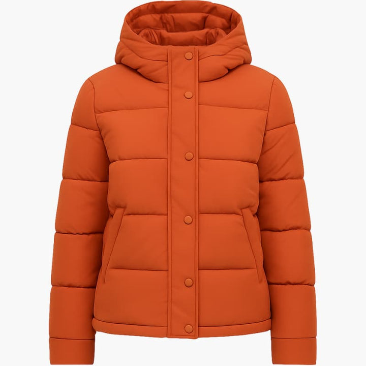 Women’s Puffer Jacket with Padded Design and Front Zipper