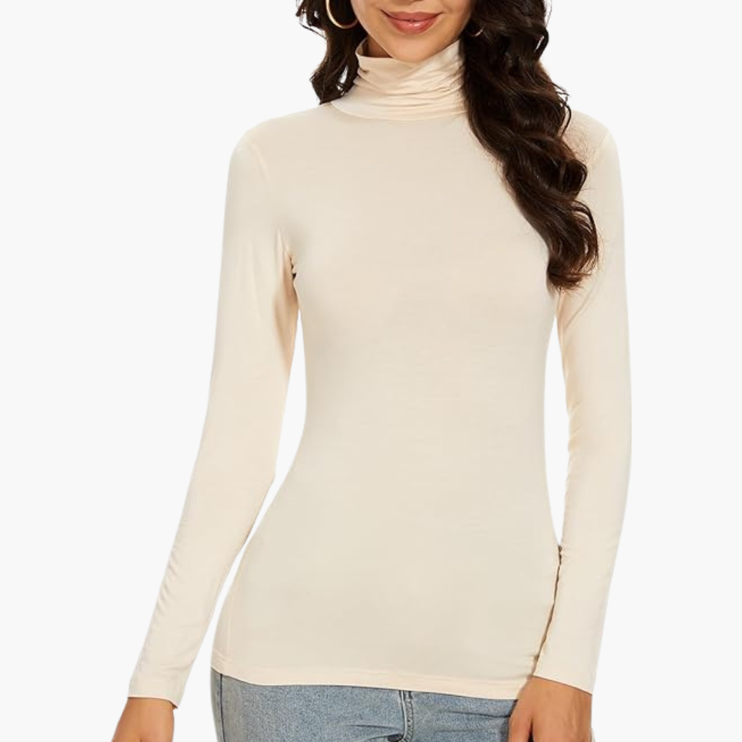 Women’s Turtleneck Top with Long Sleeves and Slim Fit