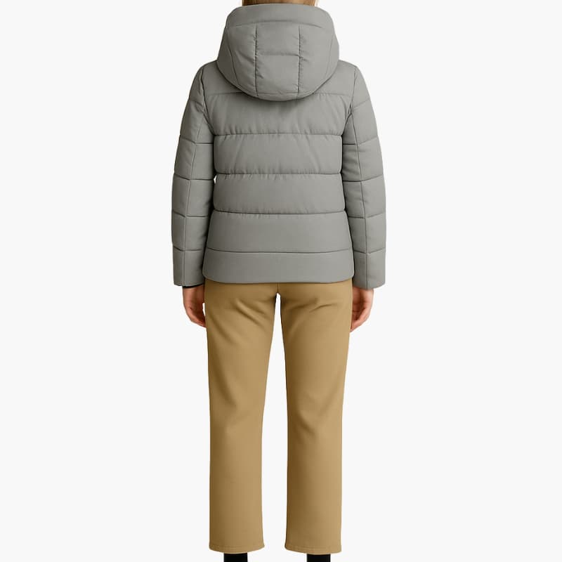 Women’s Puffer Jacket with High Collar and Zipper Closure