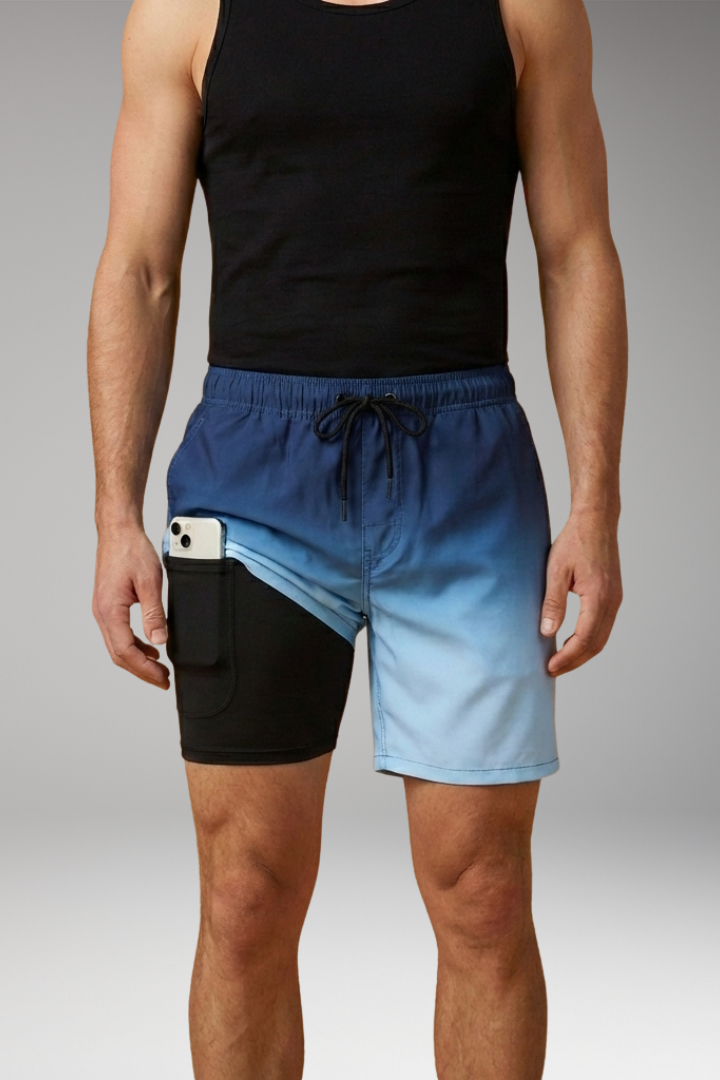 Men's Summer Shorts with Drawstring Waistband and Vibrant Printed Design