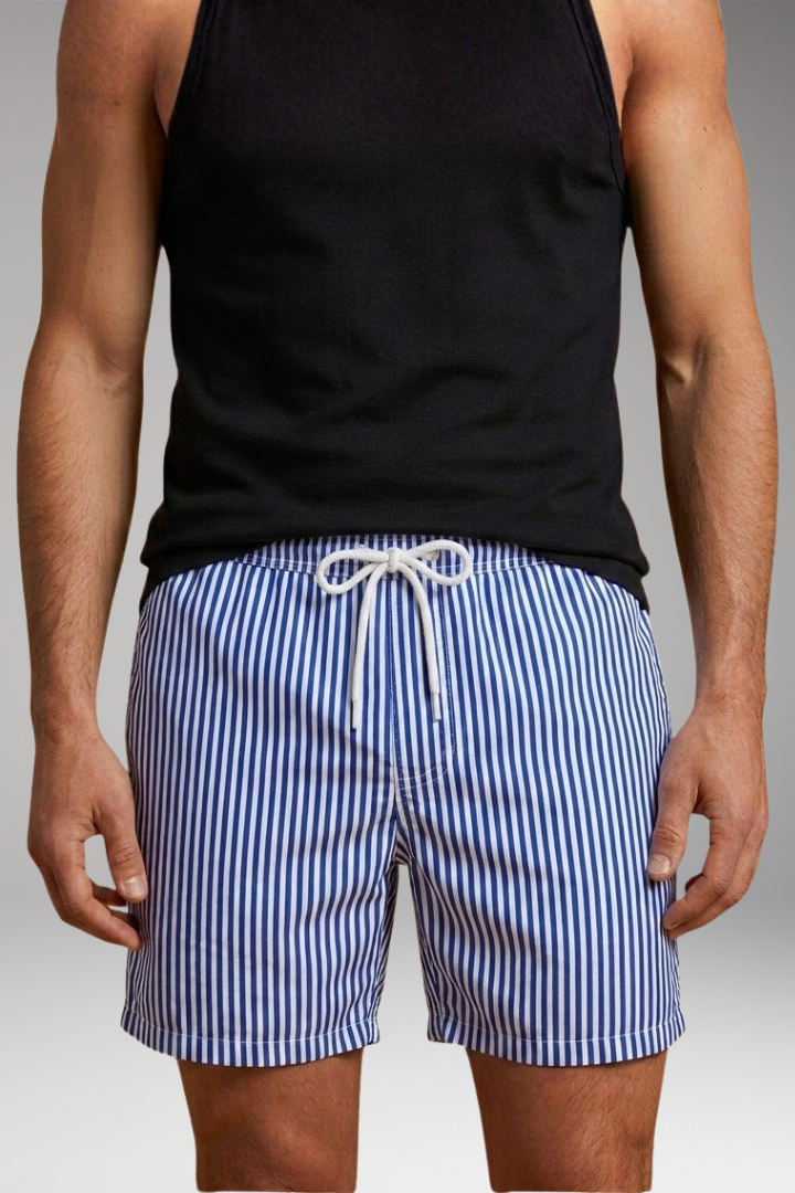Men's Swim Shorts with Elastic Waistband and Drawstring