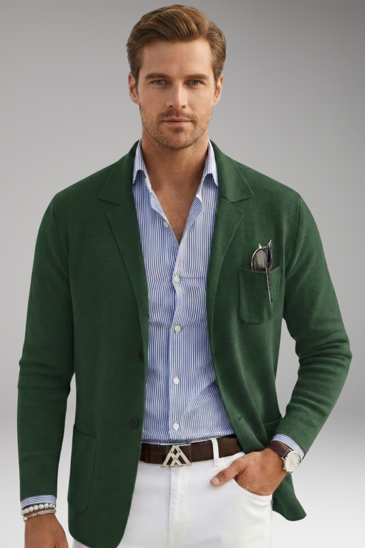 Men’s Blazer with Lapel Collar and Front Closure