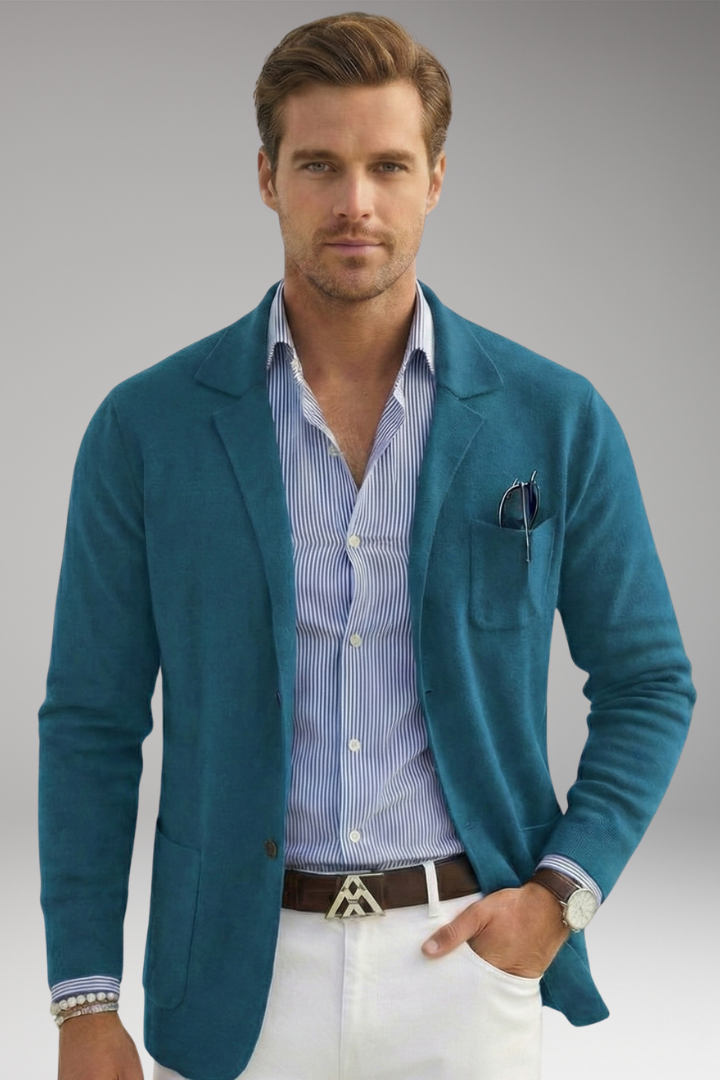 Men’s Blazer with Lapel Collar and Front Closure