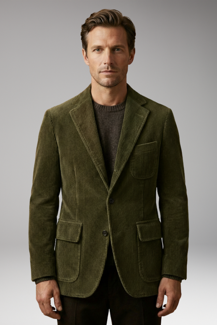 Men's Blazer with Notch Lapel and Buttons