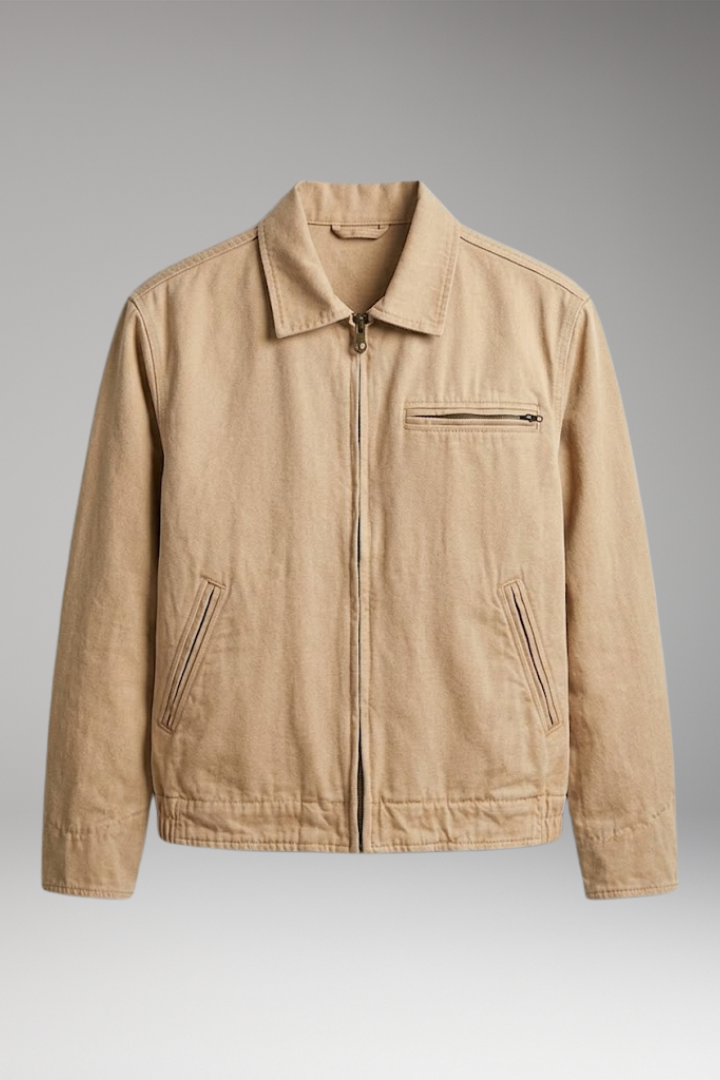 Men’s Bomber Jacket with Classic Collar and Utility Pockets