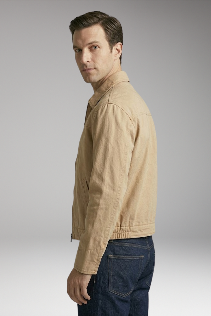 Men’s Bomber Jacket with Classic Collar and Utility Pockets
