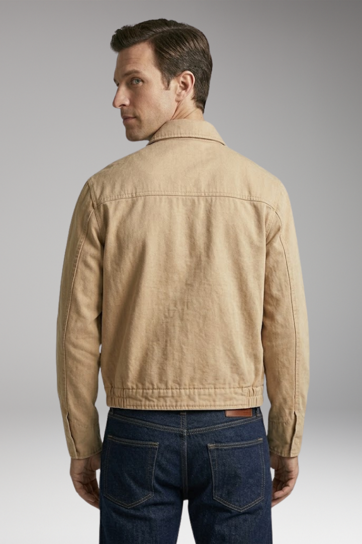 Men’s Bomber Jacket with Classic Collar and Utility Pockets