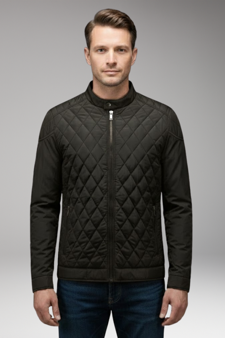Men's Bomber Jacket with Diamond Pattern