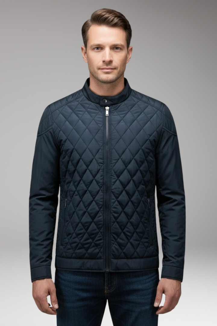 Men's Bomber Jacket with Diamond Pattern