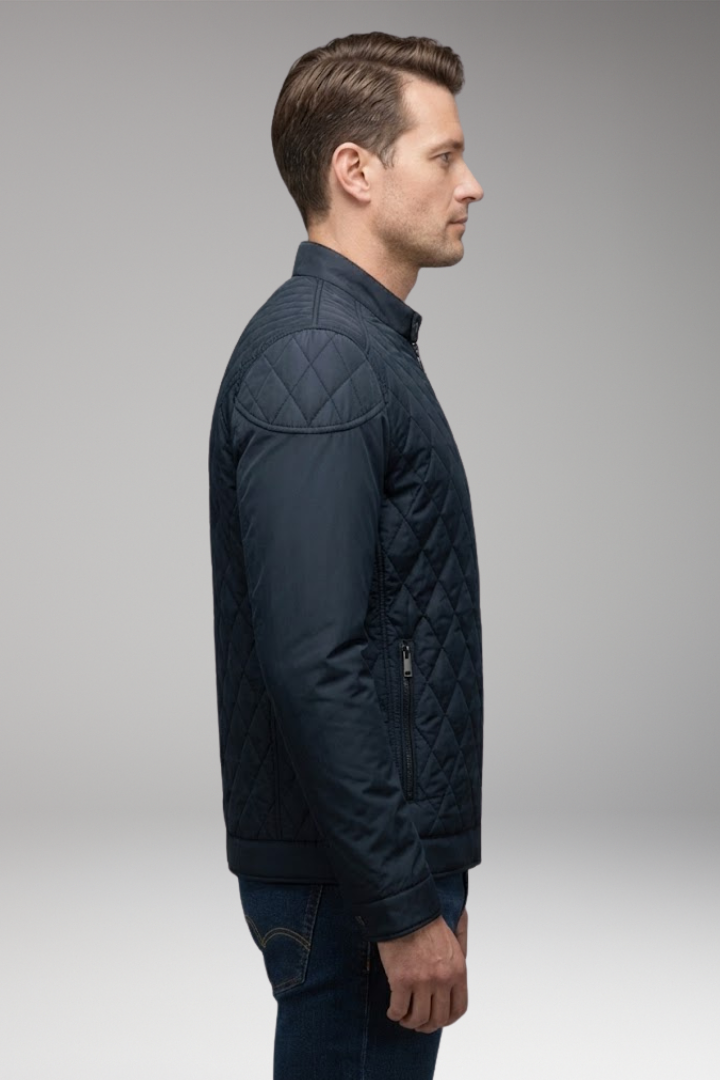 Men's Bomber Jacket with Diamond Pattern