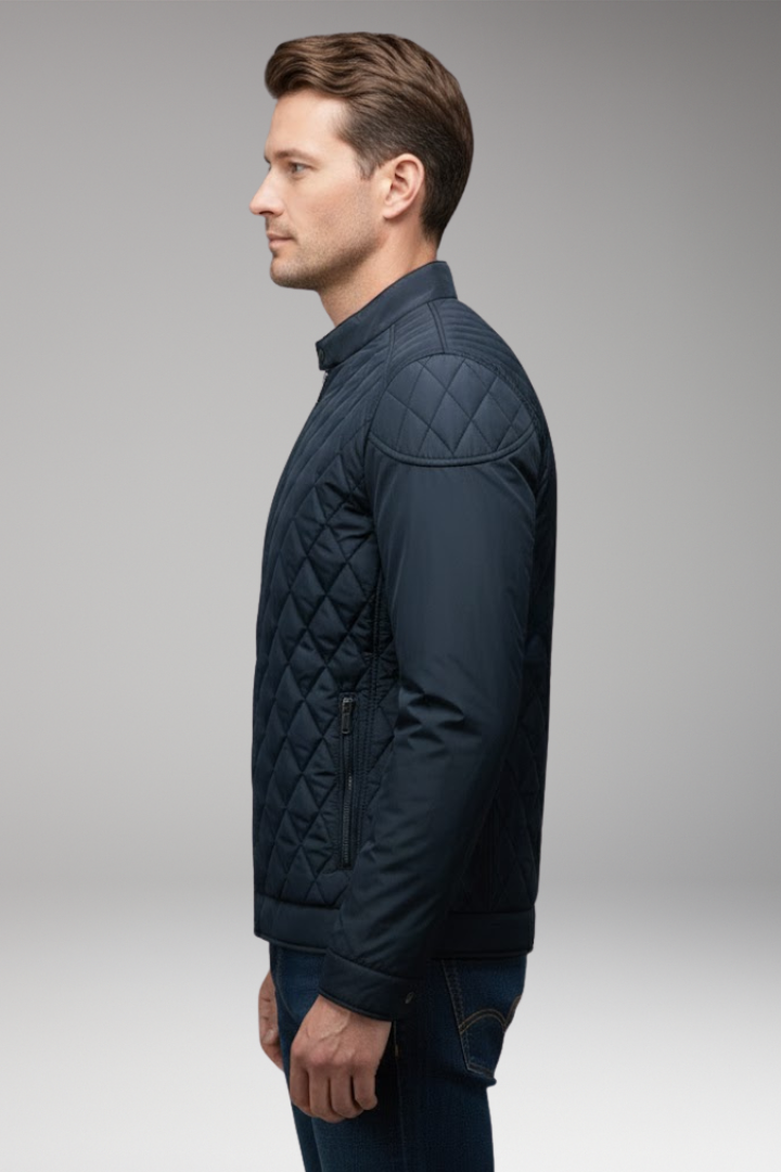 Men's Bomber Jacket with Diamond Pattern