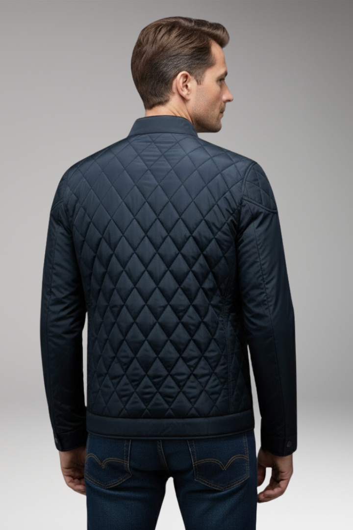 Men's Bomber Jacket with Diamond Pattern