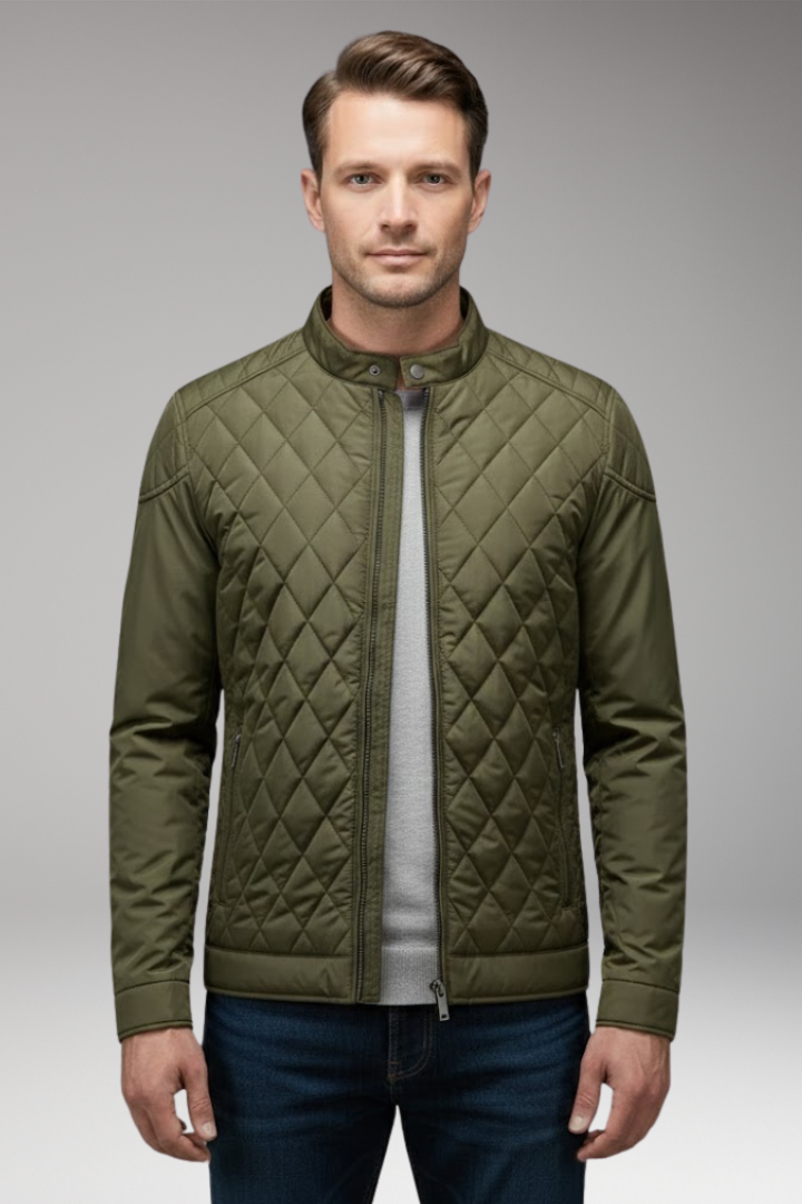 Men's Bomber Jacket with Diamond Pattern