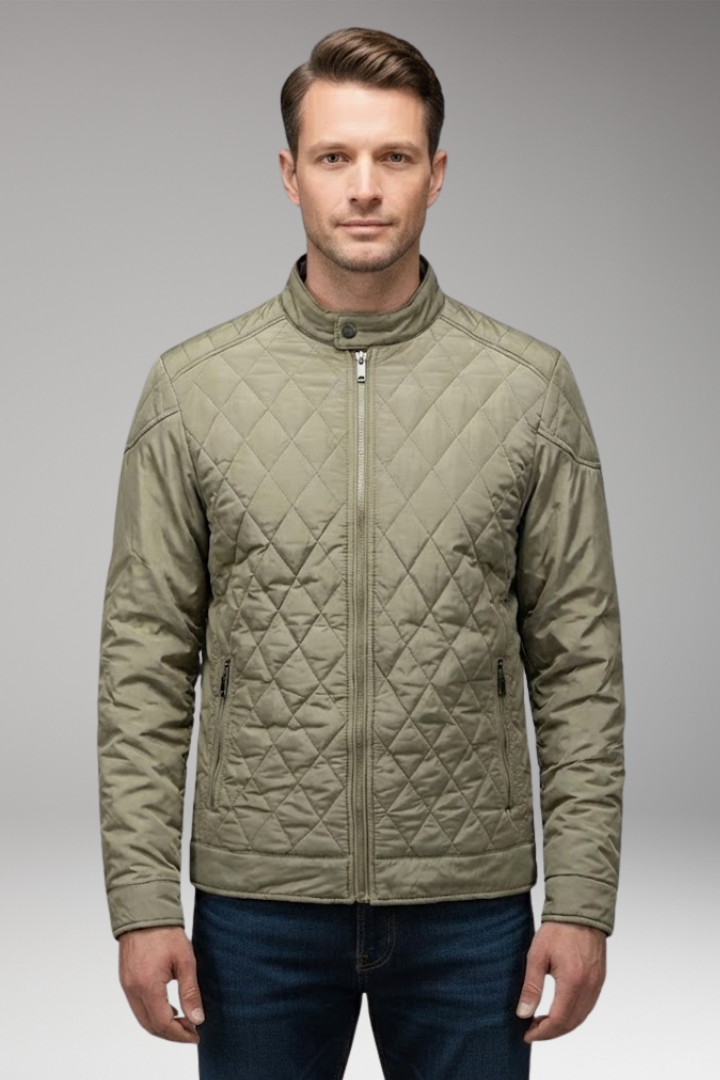Men's Bomber Jacket with Diamond Pattern