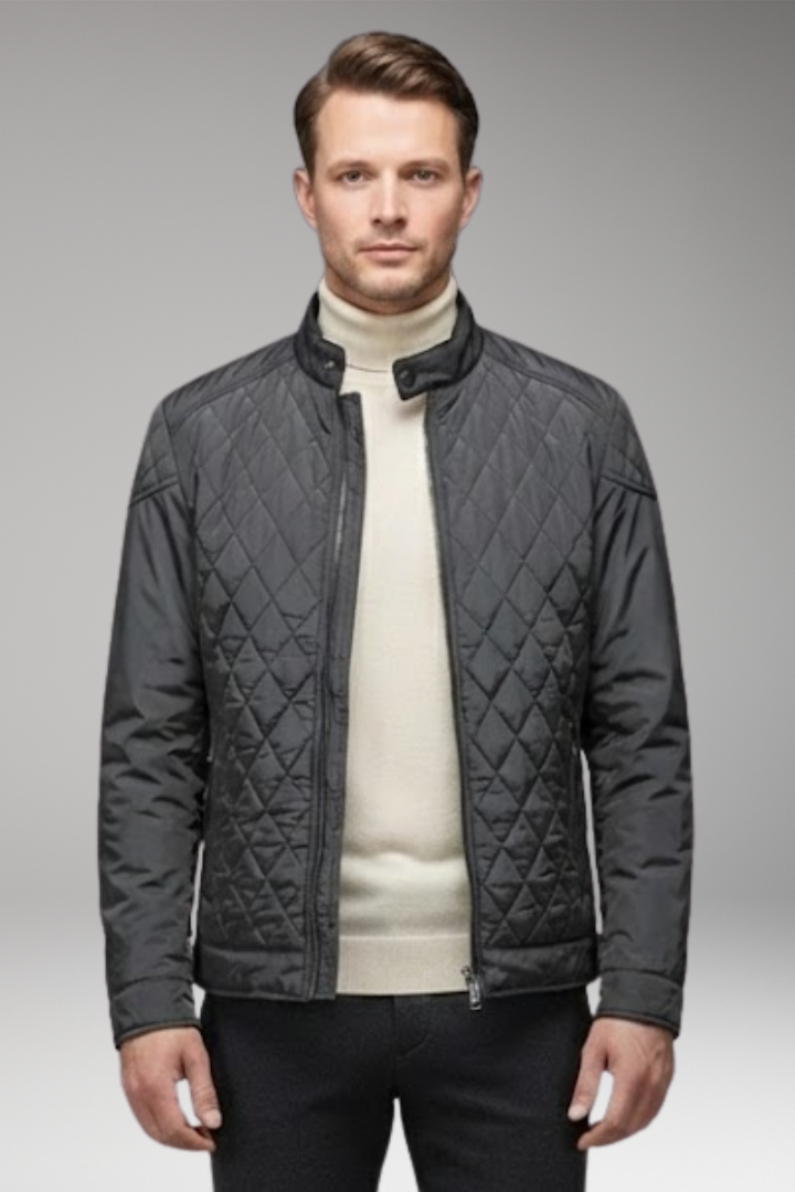 Men's Bomber Jacket with Diamond Pattern