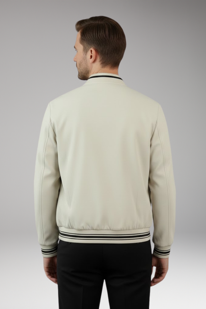 Men's Bomber Jacket with Elastic Cuffs and Functional Pockets