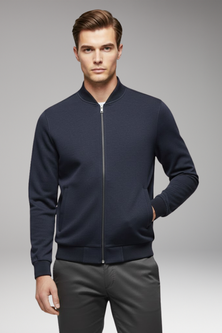 Men's Bomber Jacket with High Closing Collar