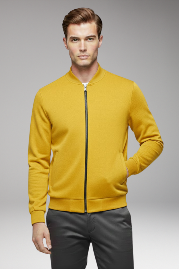 Men's Bomber Jacket with High Closing Collar
