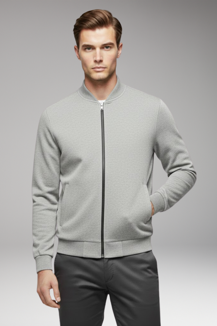 Men's Bomber Jacket with High Closing Collar