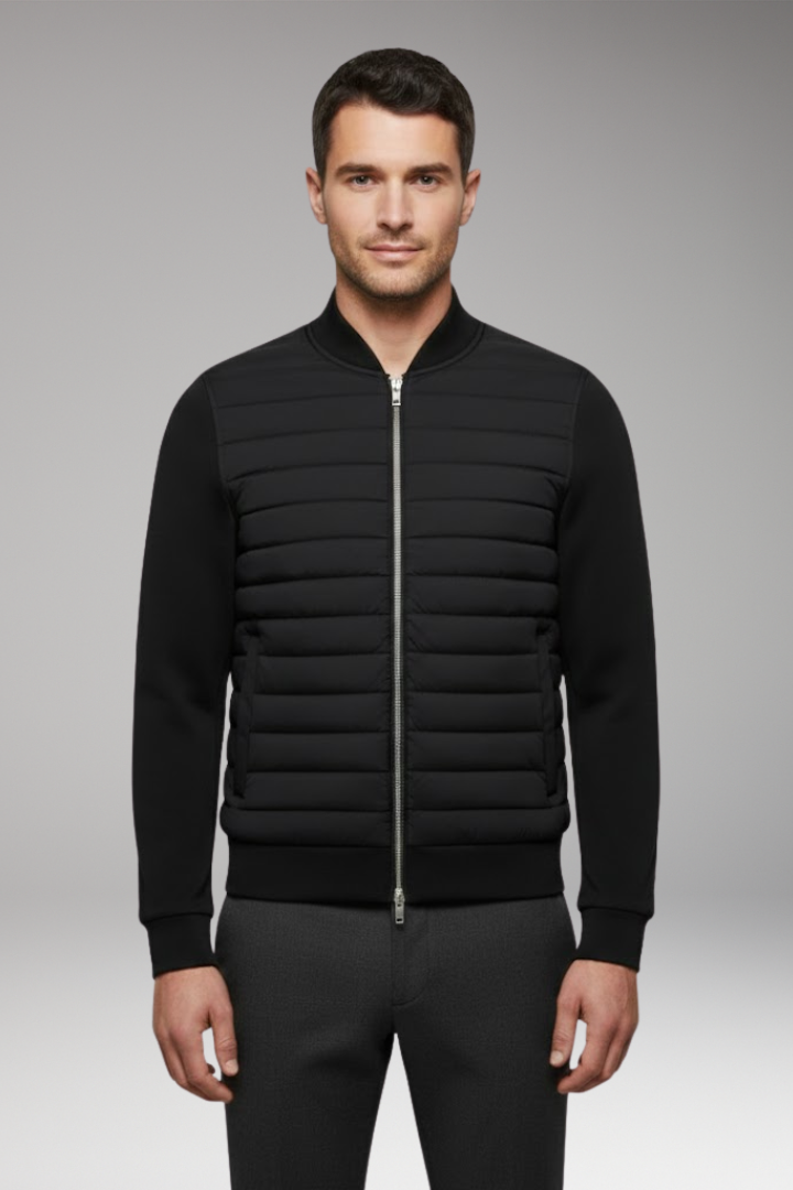 Men's Bomber Jacket with Padding and Elastic Cuffs