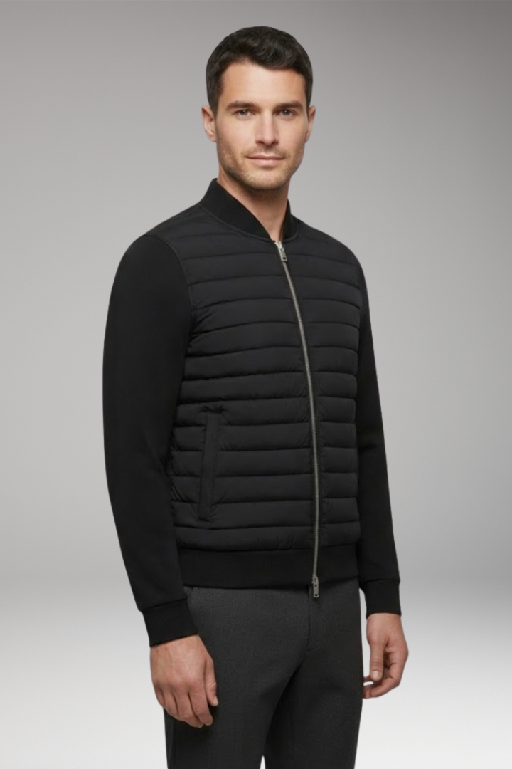 Men's Bomber Jacket with Padding and Elastic Cuffs