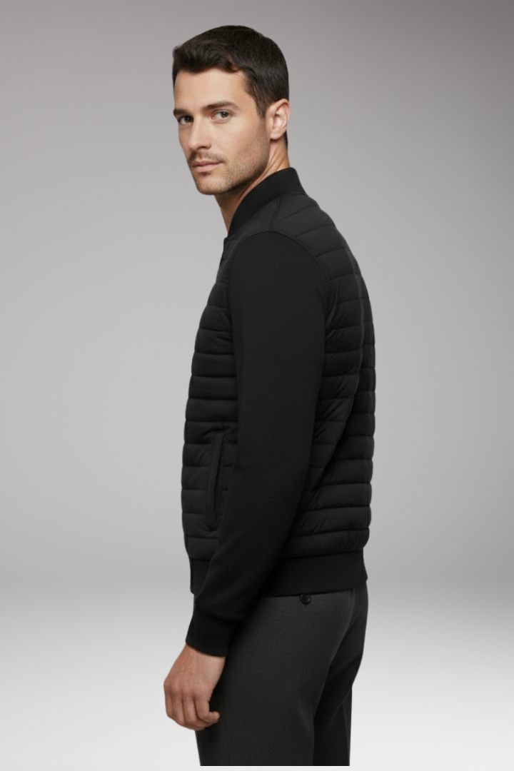 Men's Bomber Jacket with Padding and Elastic Cuffs