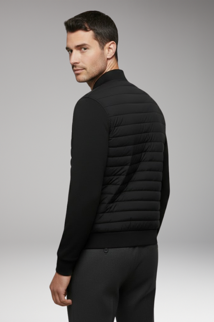 Men's Bomber Jacket with Padding and Elastic Cuffs