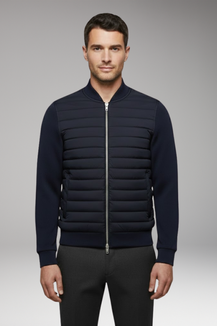 Men's Bomber Jacket with Padding and Elastic Cuffs