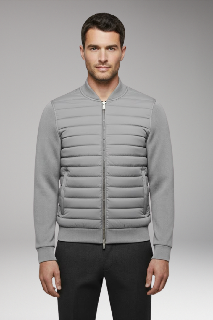 Men's Bomber Jacket with Padding and Elastic Cuffs