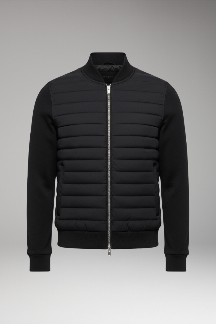 Men's Bomber Jacket with Padding and Elastic Cuffs