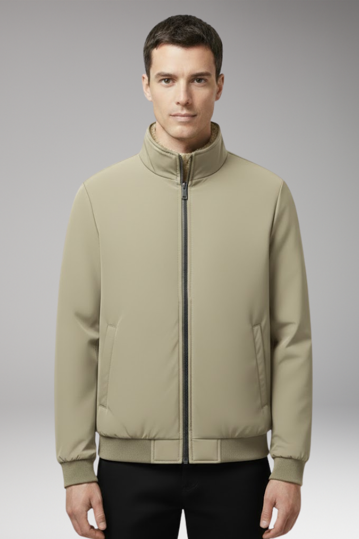 Men's Bomber Jacket with Relaxed Fit and Hidden Pocket