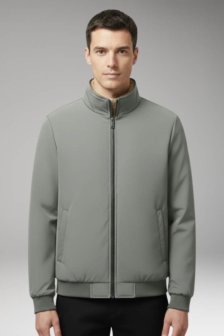 Men's Bomber Jacket with Relaxed Fit and Hidden Pocket