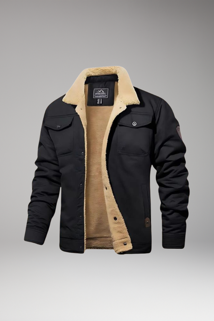 Men's Bomber Jacket with Ribbed Cuffs and Pockets