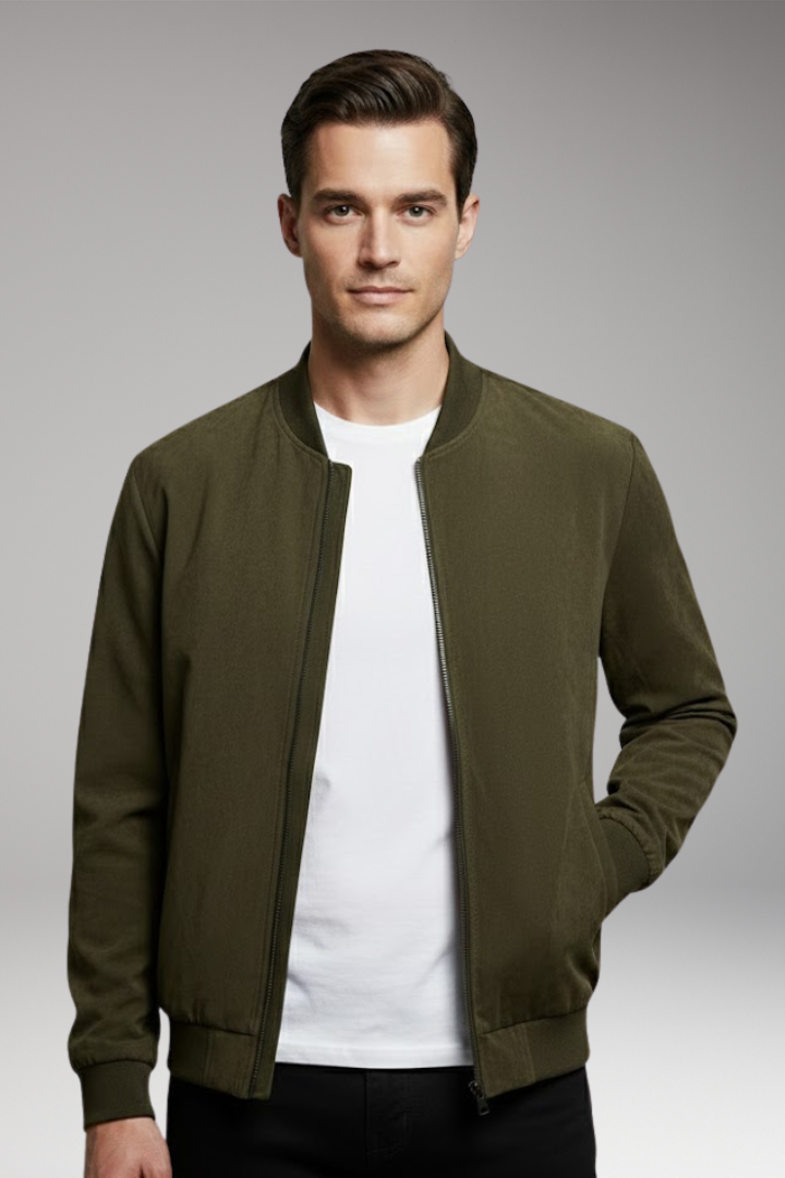 Men's Bomber Jacket with Side Pockets and Fit