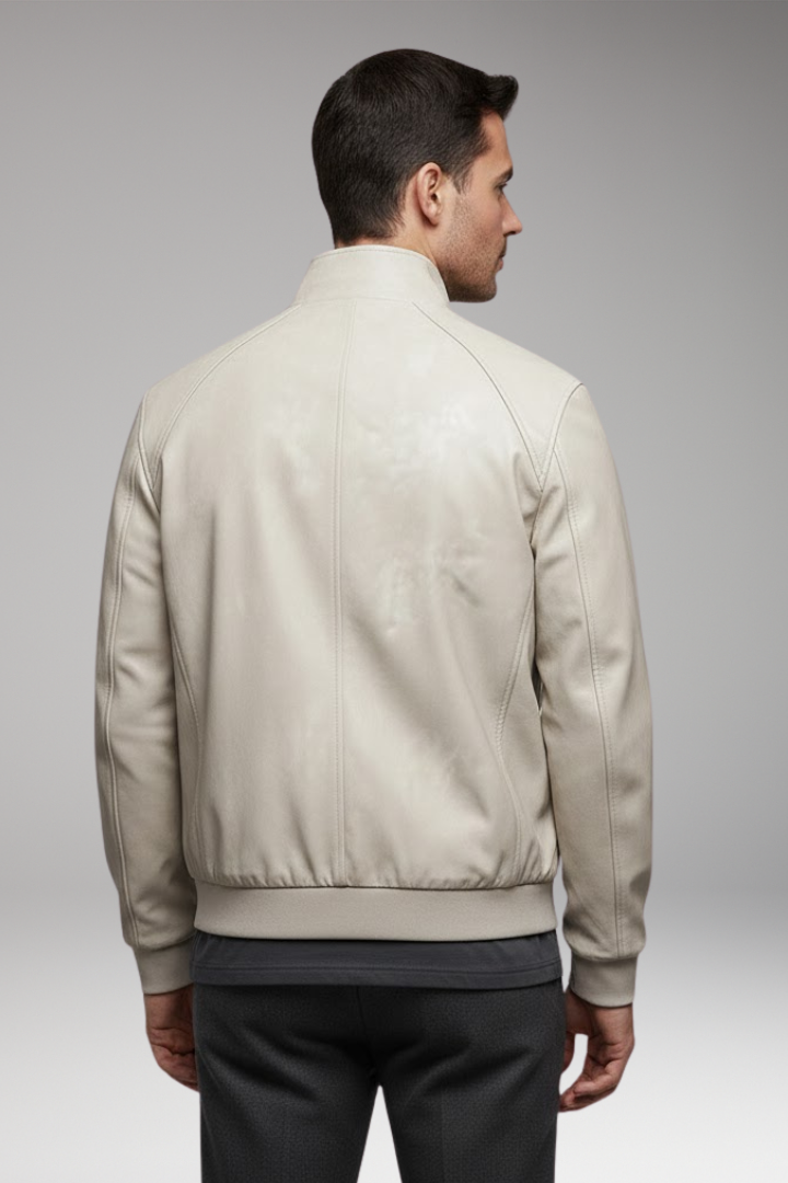 Men's Bomber Jacket with Snap Button Closure and Side Pockets