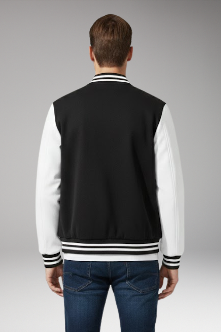 Men's Bomber Jacket with Snap Fasteners and Side Pockets