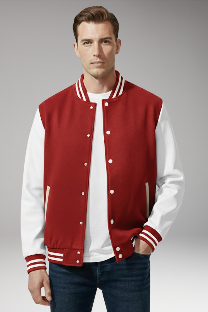 Men's Bomber Jacket with Snap Fasteners and Side Pockets