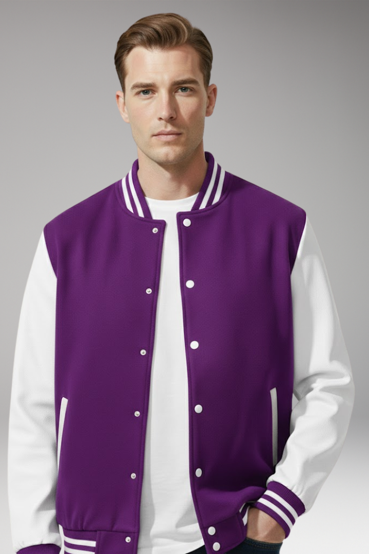 Men's Bomber Jacket with Snap Fasteners and Side Pockets