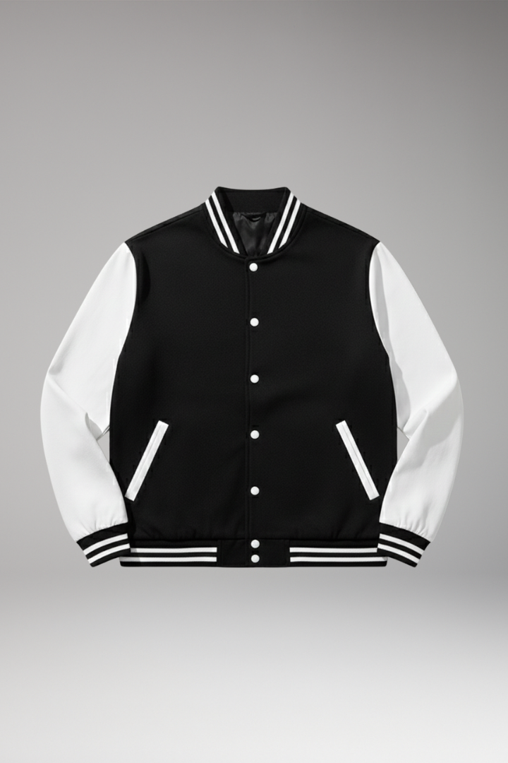Men's Bomber Jacket with Snap Fasteners and Side Pockets