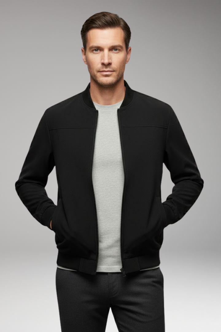 Men's Bomber Jacket with Sporty Cut and Practical Pockets