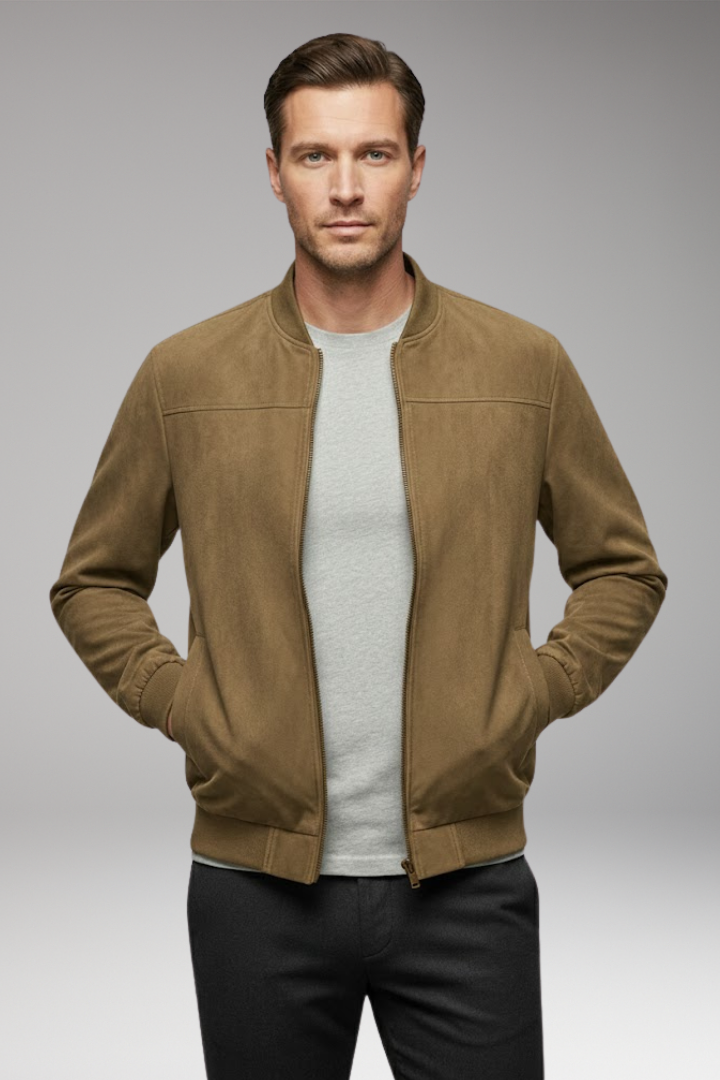 Men's Bomber Jacket with Sporty Cut and Practical Pockets