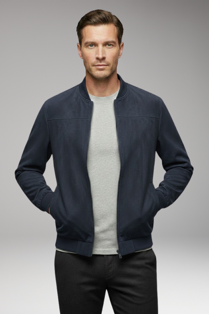 Men's Bomber Jacket with Sporty Cut and Practical Pockets