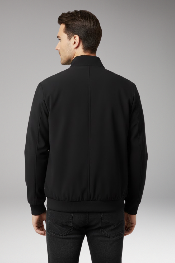 Men's Bomber Jacket with Stand-Up Collar and Zipper