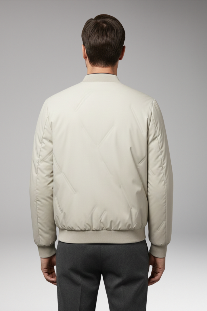 Men's Bomber Jacket with Zipper Closure and Long Sleeves