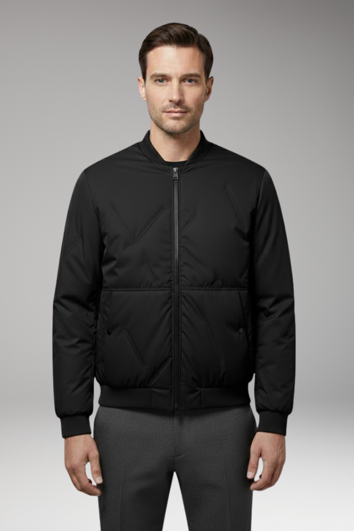 Men's Bomber Jacket with Zipper Closure and Long Sleeves