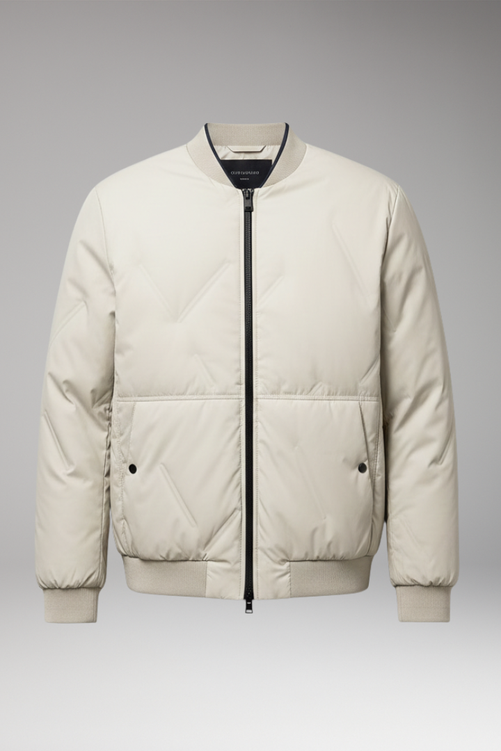 Men's Bomber Jacket with Zipper Closure and Long Sleeves