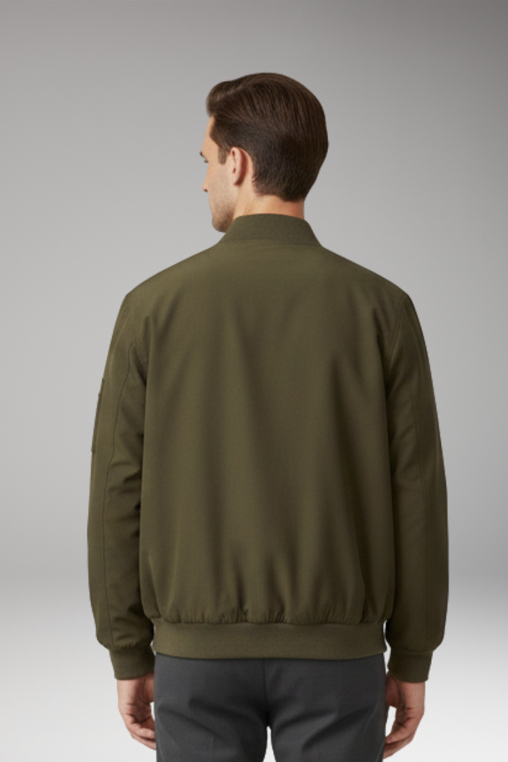 Men's Bomber Jacket with Zipper and Side Pockets